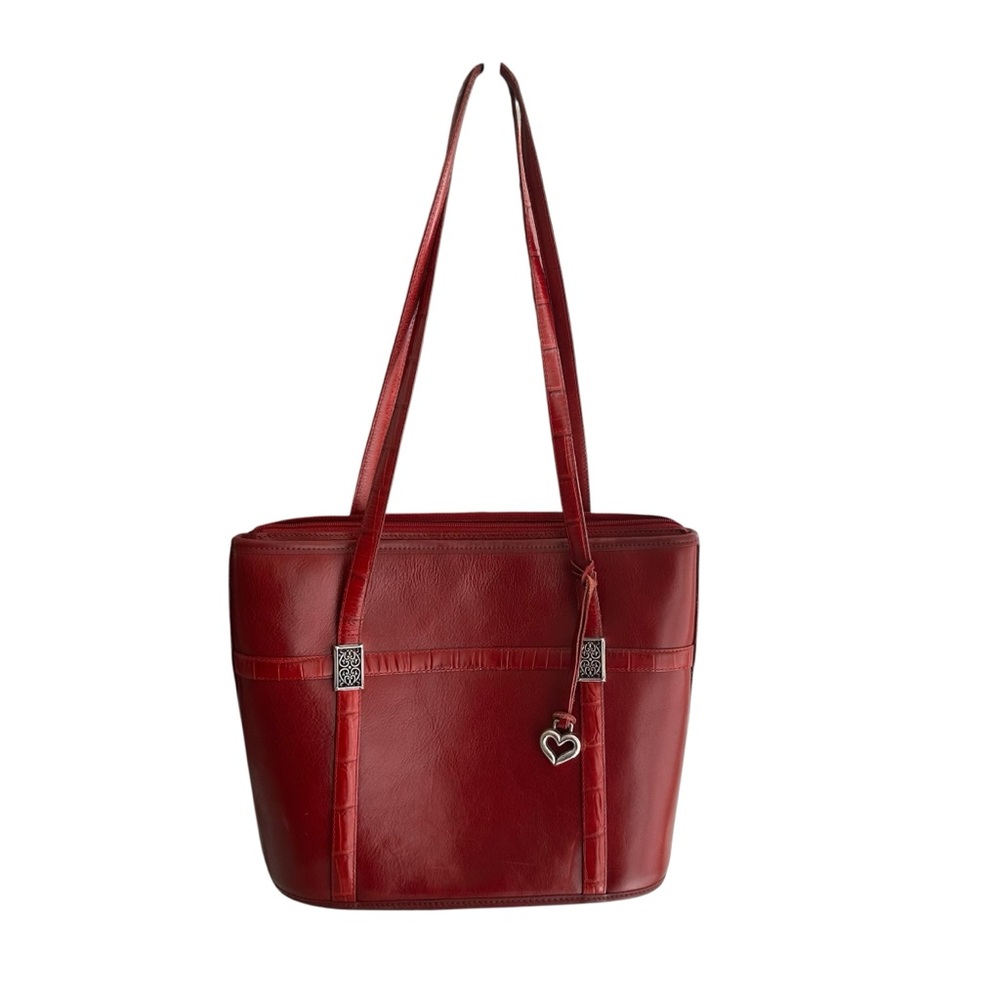 Elegant Red Leather Tote Bag